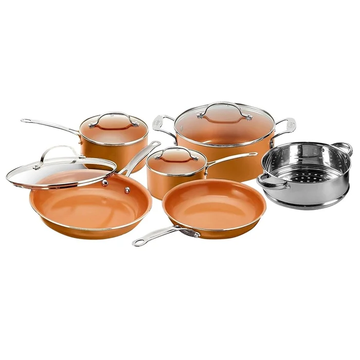 Gotham Steel Copper Pots and Pans Set, 10 Piece Nonstick Cookware set