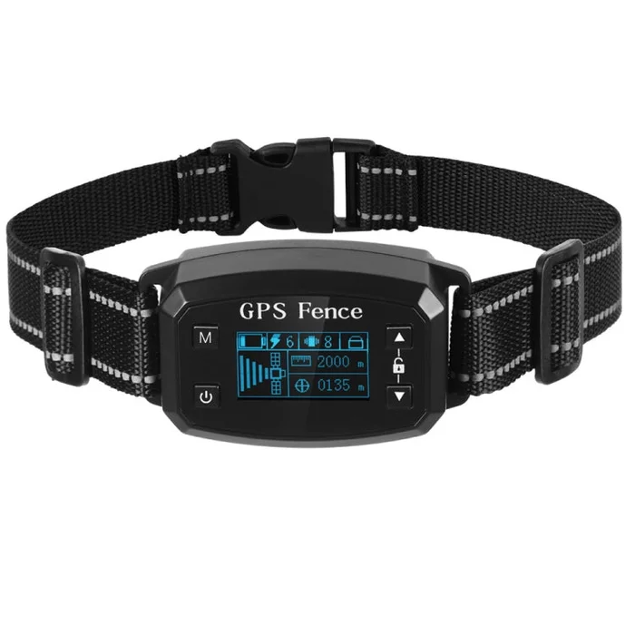 GPS Wireless Electronic Dog Fence Intelligent Automatic Stop Barker OLED Screen Dog Trainer Pet Shock Collar(Black)
