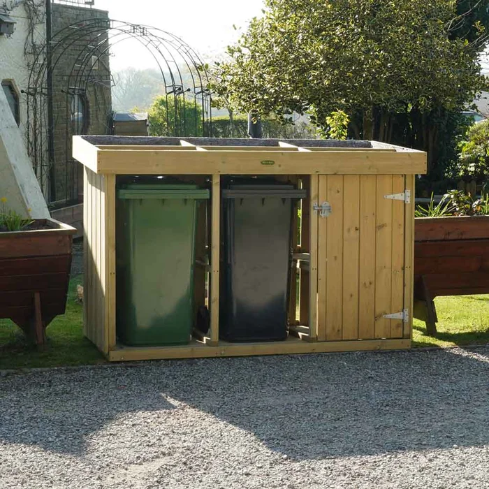 Grow Top Triple Wheelie Bin Store with Doors – NEW!