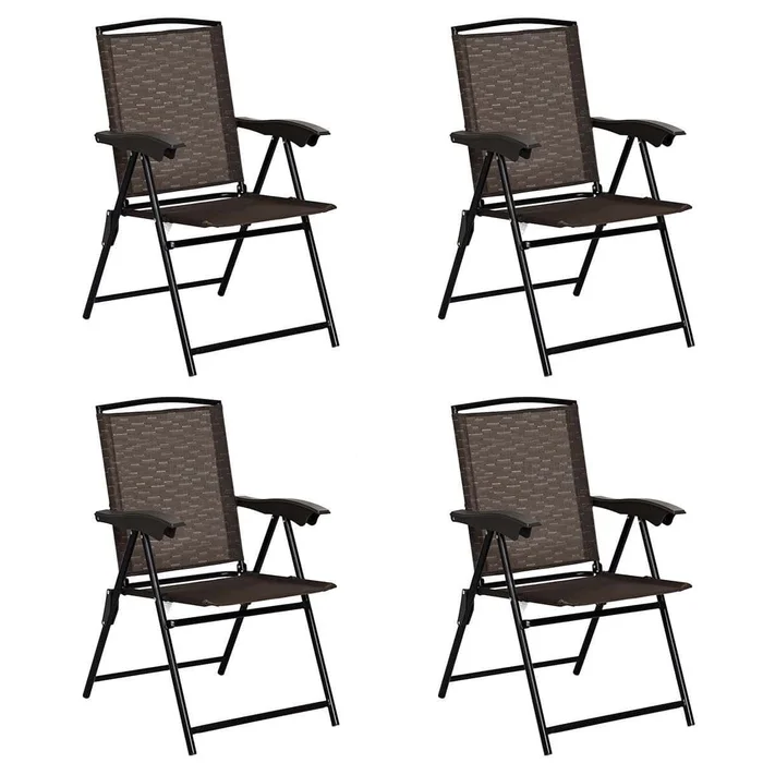 Gymax 4PCS Adjustable Folding Fabric Chair Powder Coated Steel Tube Frame Indoor Outdoor
