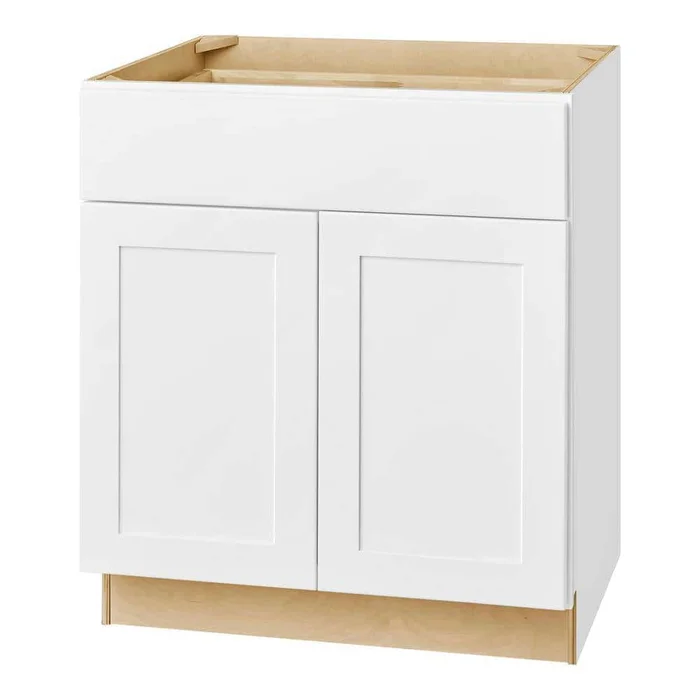 Hampton Bay B30 Avondale 30 in. W x 24 in. D x 34.5 in. H Ready to Assemble Plywood Shaker Base Kitchen Cabinet in Alpine White