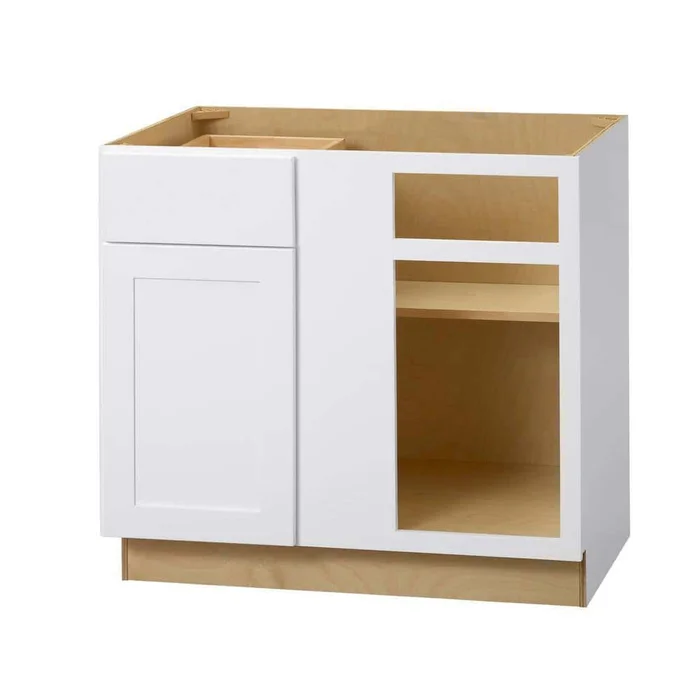 Hampton Bay BBC36 Avondale 36 in. W x 24 in. D x 34.5 in. H Ready to Assemble Plywood Shaker Blind Corner Kitchen Cabinet in Alpine White