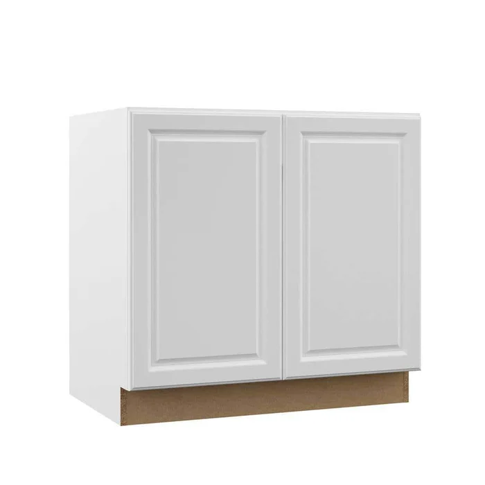 Hampton Bay BF36-ELWH Designer Series Elgin Assembled 36×34.5×23.75 in. Full Height Door Base Kitchen Cabinet in White