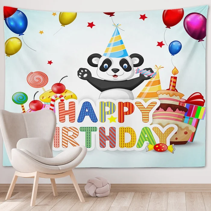 Happy Birthday Photo Backdrop Party Decoration Tapestry, Size: 230x180cm(GT56-6)