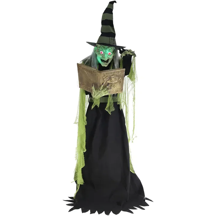 Haunted Hill Farm 6-ft Freestanding Motion Activated Talking Lighted Witch Animatronic