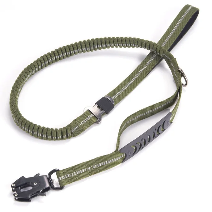 Heavy Duty Bungee Dog Leash Reflective Shock Absorbing Leashes for Medium Large Dogs(Military Green)