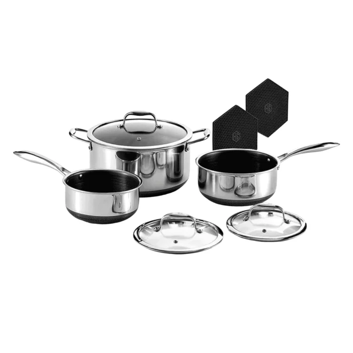 HexClad Hybrid Nonstick 6-Piece Pot Set, Dishwasher Safe