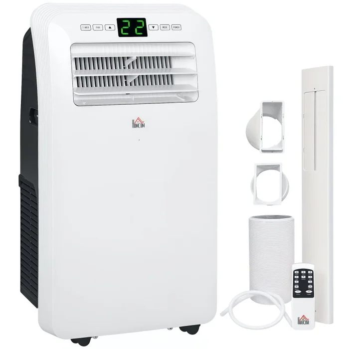 HOMCOM 12000 BTU Portable Air Conditioner, 3-in-1 Air Conditioning Unit, Dehumidifier, Cooling Fan with Remote Control, Digital Display, 3 Speeds, 24H Timer On/Off, Window Venting Kit, 35m²