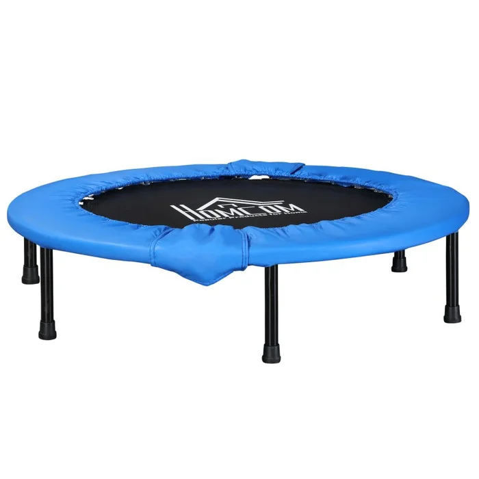 HOMCOM 96cm Mini Fitness Trampoline Home Gym Yoga Exercise Rebounder Indoor Outdoor Jumper with Safety Pad, Support Up to 100 KG, Blue and Black