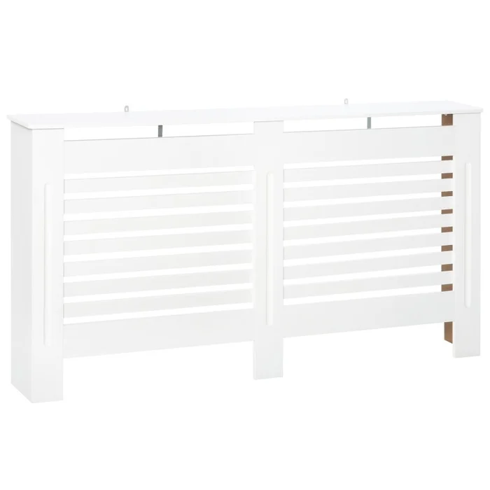 HOMCOM Radiator Cover, Modern MDF White Painted Cabinet with Horizontal Slats for Living Room, Bedroom, 172L x 19W x 81H cm