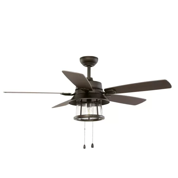 Home Decorators Collection 59201 Shanahan 52 in. Indoor/Outdoor LED Bronze Ceiling Fan with Light Kit, Downrod and Reversible Blades