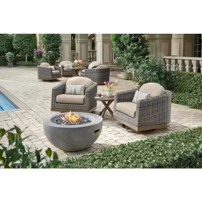 Home Decorators Collection Avondale 3-Piece Wicker Aluminum Motion Patio Conversation Set in Cast Ash Cushions