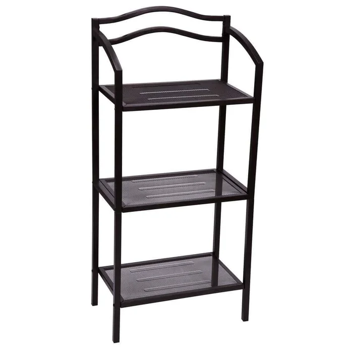 HOUSEHOLD ESSENTIALS 8051-1 Espresso Free-Standing 3-Tier Metal Shelving Unit (17 in. W x 35 in. H x 10.5 in. D)