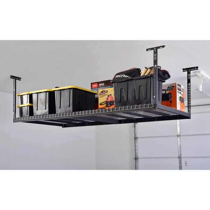 Husky ACR3296B-P Adjustable Height Garage Overhead Ceiling Storage Rack in Black (42 in. H x 96 in. W x 32 in. D)
