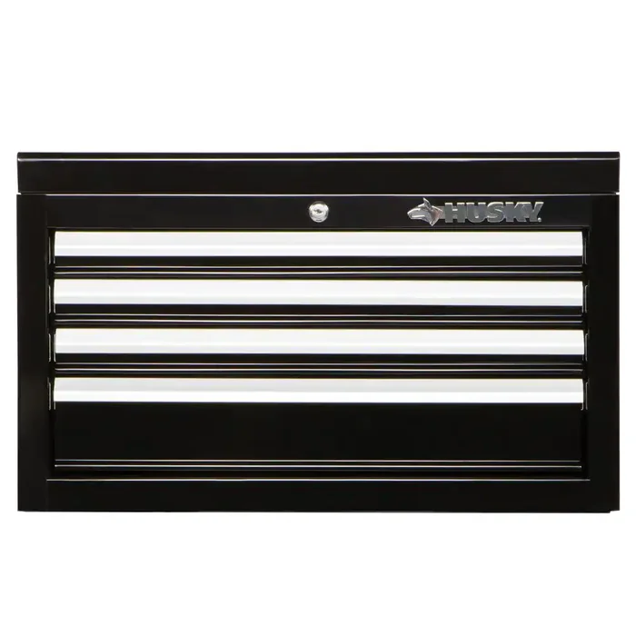 Husky HKST98065BK 26 in. W x 12 in. D Standard Duty 4-Drawer Top Tool Chest in Gloss Black
