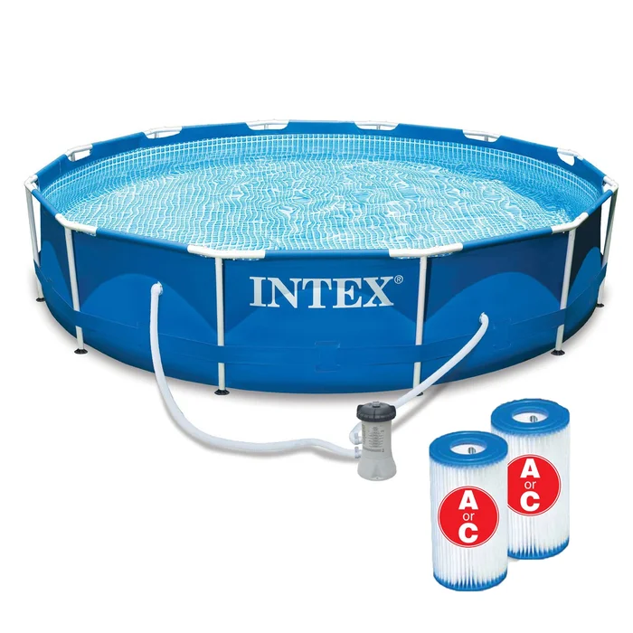 Intex 12-Feet x 12-Feet x 30-Inches Metal frame Round Above-Ground Pool with Filter Pump