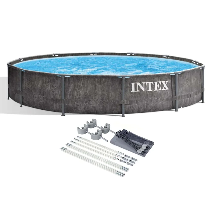 Intex 12′ x 30″ Greywood Steel Frame Premium Pool Set with Filter & Canopy
