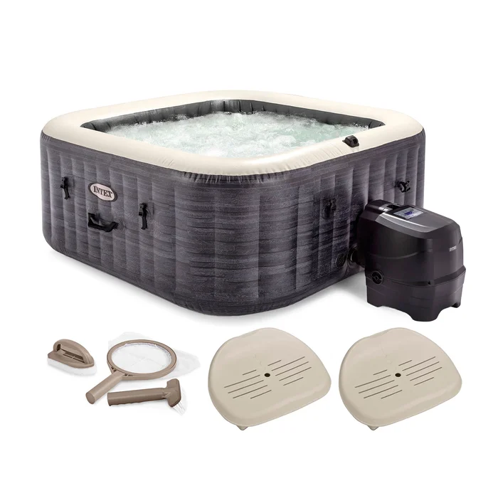 Intex 140 Jet 4-Person Inflatable Square Hot Tub (Cover Included)
