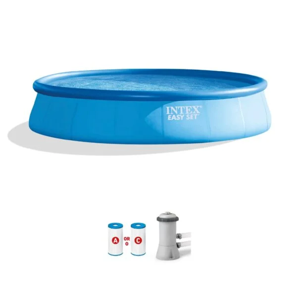 Intex 15-Feet x 15-Feet x 33-Inches Inflatable top ring Round Above-Ground Pool with Filter Pump