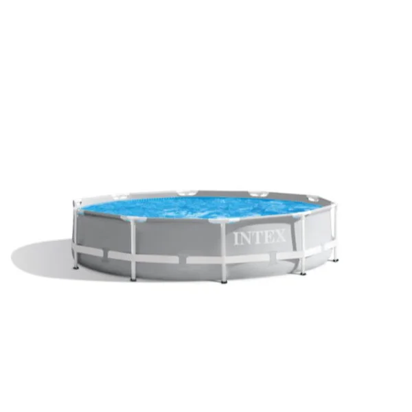 Intex 26701EH 10ft x 30in Prism Frame Above Ground Circle Swimming Pool & Filter Pump, Gray