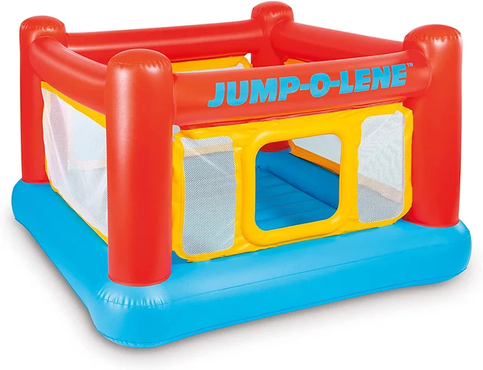 Intex Inflatable Jump-O-Lene Playhouse Trampoline Bounce House for Kids Ages 3-6 Pool Red/Yellow, 68-1/2″ L x 68-1/2″ W x 44″ H