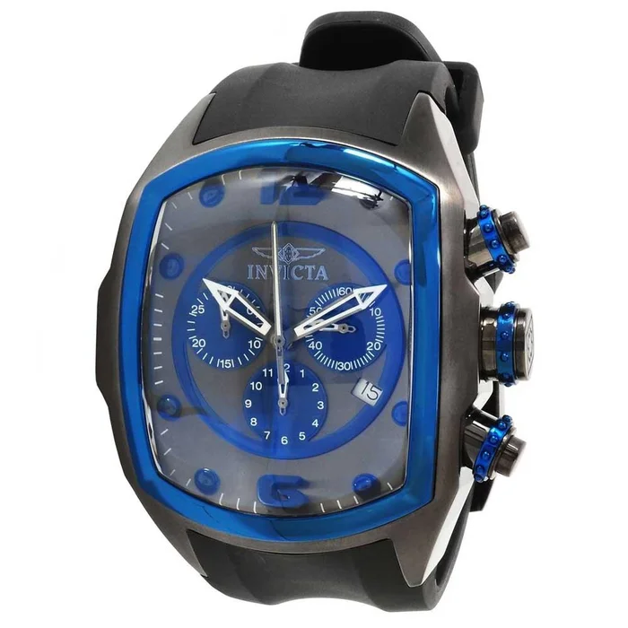 Invicta 10066 Men’s Lupah Revolution Black & Blue Dial Rubber Strap Chronograph Watch