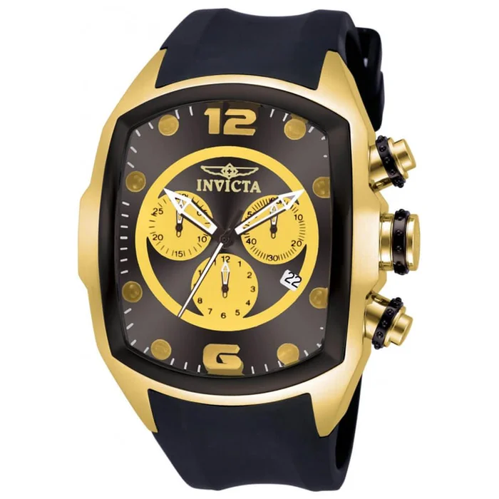 Invicta 10067 Men’s Lupah Revolution Gold Tone Black Dial Chronograph Gold Tone Watch