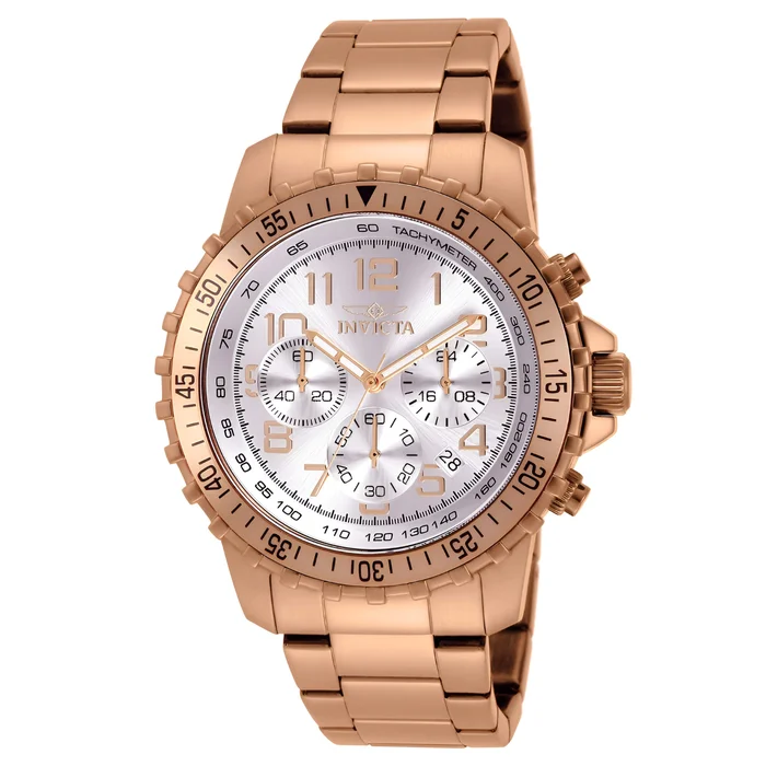 Invicta 11368 Men’s Specialty Pilot Silver Dial Rose Gold Plated Stainless Steel Chronograph Watch