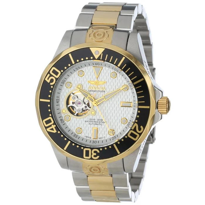 Invicta 13704 Men’s Grand Diver Automatic Dive White Dial Two Tone Bracelet Watch
