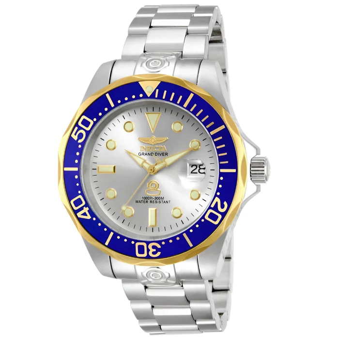 Invicta 13789 Men’s Pro Diver Blue Rose Gold Bezel Silver Dial Automatic Dive Watch