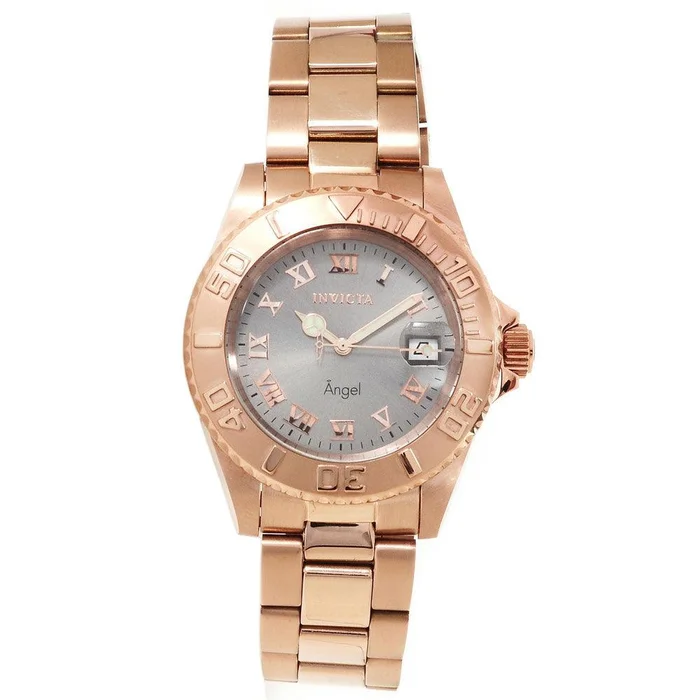 Invicta 14368 Womens Angel Light Grey Dial Rose Gold Steel Dive Watch