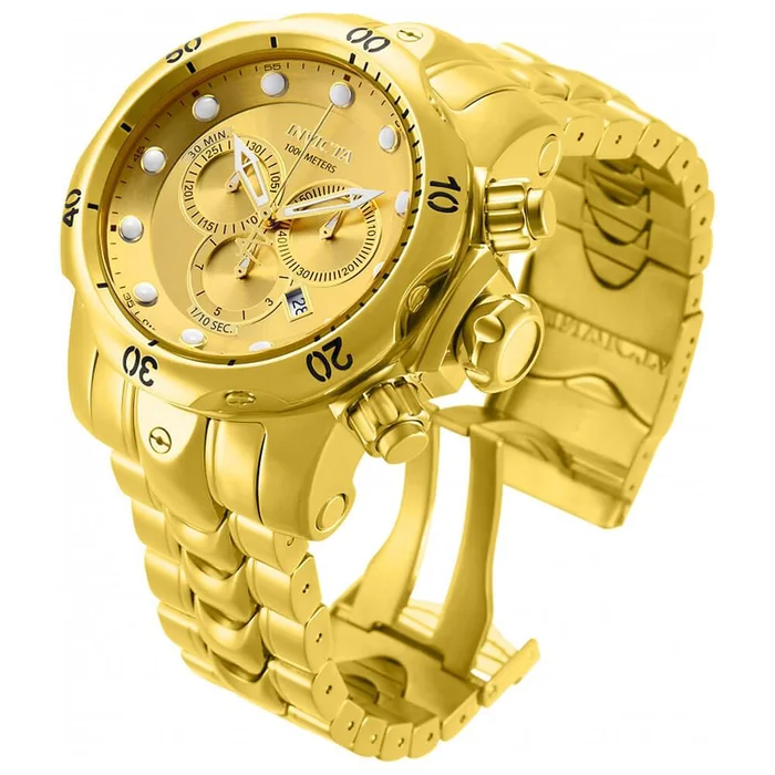 Invicta 14503 Men’s Venom Reserve Gold Tone Dial Gold Plated Steel Bracelet Chronograph Dive Watch