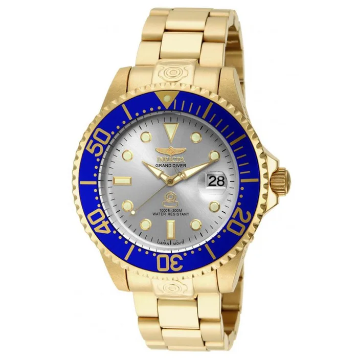 Invicta 15845 Men’s Grand Diver Automatic Silver Dial Gold Tone Steel Dive Watch
