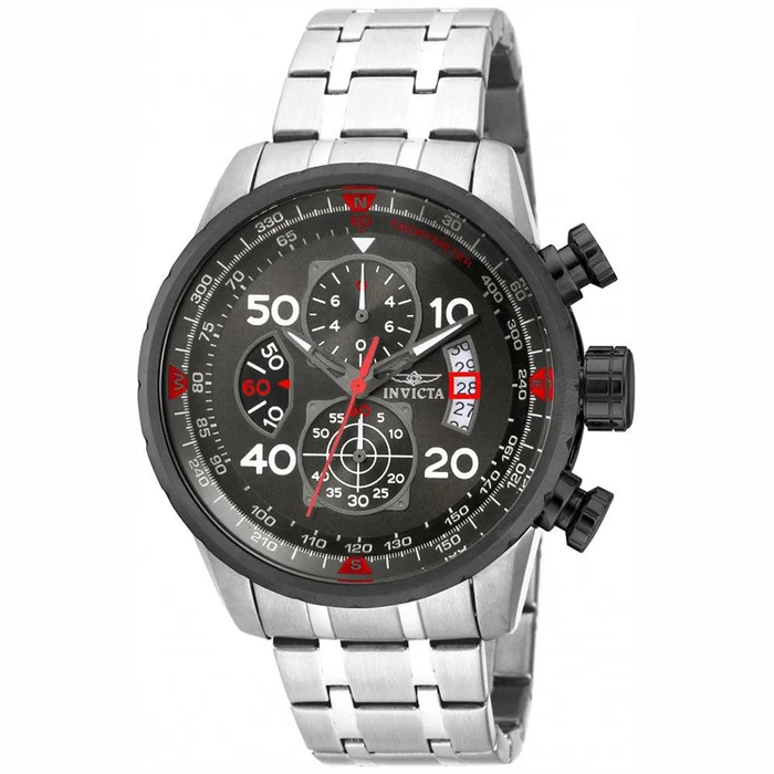 Invicta 17204 Men’s Aviator Chronograph Gunmetal Dial Stainless Steel Bracelet Watch