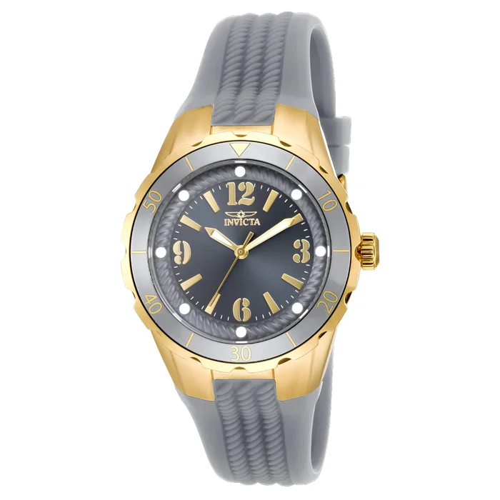 Invicta 17483 Women’s Angel Quartz Charcoal Dial Charcoal Rubber Strap Watch