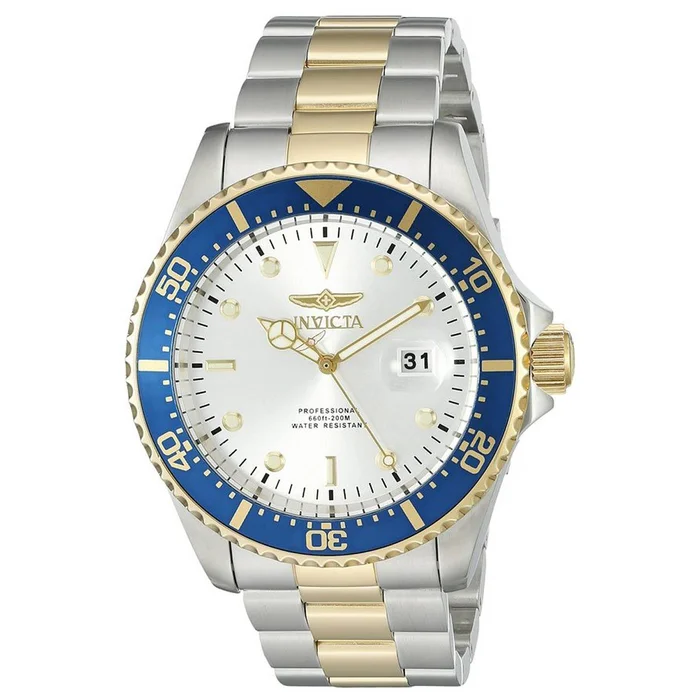 Invicta 22061 Men’s Pro Diver Silver Dial Two Tone Bracelet Quartz Dive Watch