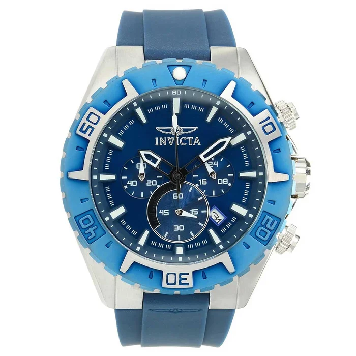 Invicta 22522 Men’s Aviator Chronograph Blue Dial Blue Silicon Strap Watch