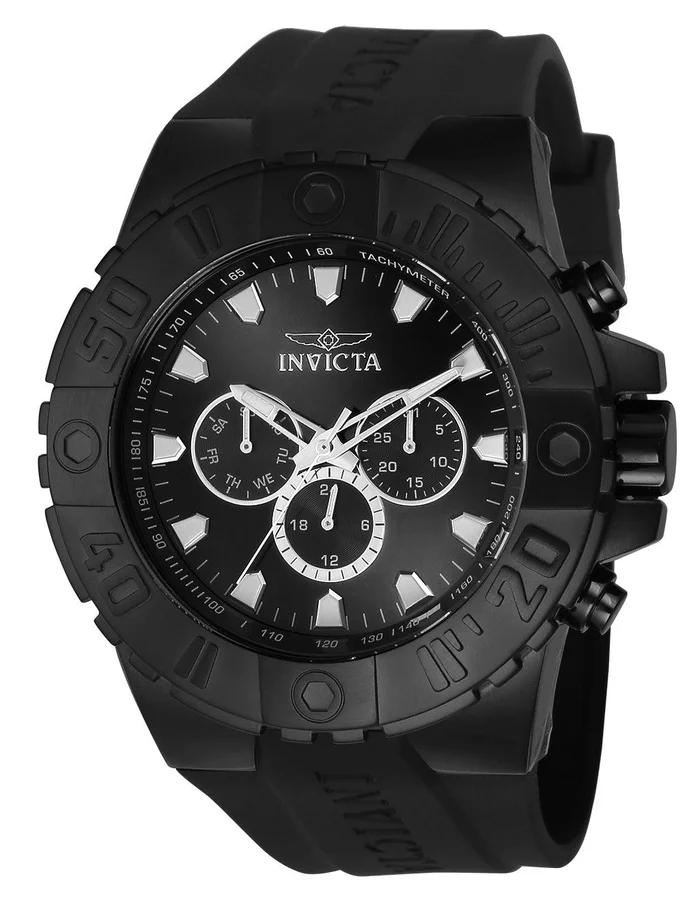 Invicta 23973 Men’s Pro Diver Black Dial Black Polyurethane Strap Watch