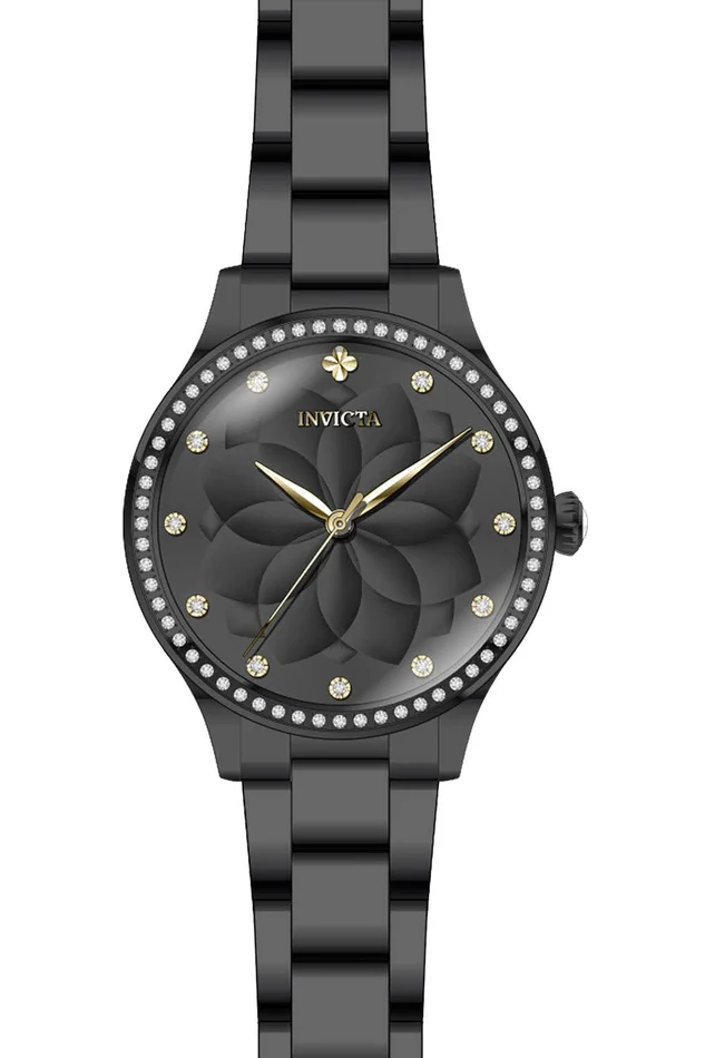 Invicta 24538 Women’s Wildflower Black Dial Black IP Steel Bracelet Crystal Watch