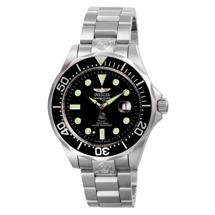 Invicta 3044 Men’s Stainless Steel Bracelet Automatic Grand Diver Black Watch