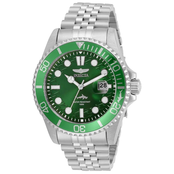 Invicta 30611 Men’s Pro Diver Green Dial Silver Tone Bracelet Watch