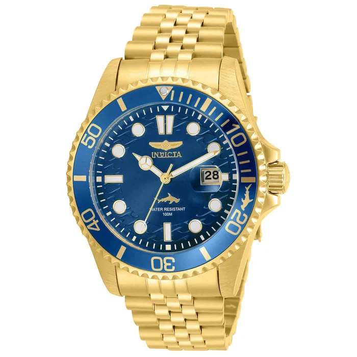 Invicta 30612 Men’s Pro Diver Blue Dial Yellow Gold Bracelet Watch