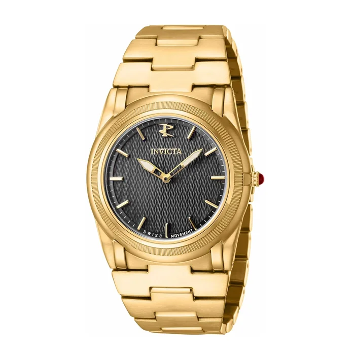 Invicta Boy’s Quartz Watch – Reserve Slim Black Dial Yellow Gold Bracelet | 41057