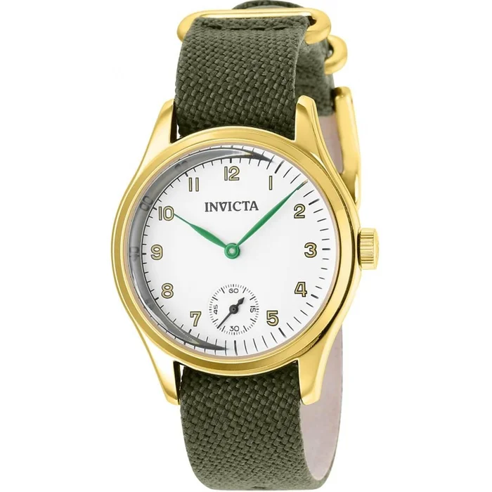 Invicta Boy’s Watch – Vintage Japanese Quartz White Dial Dark Green Strap | 37072