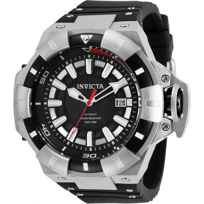 Invicta Men’s Automatic Watch – Akula Black and Silver Dial Silicone Strap | 31875
