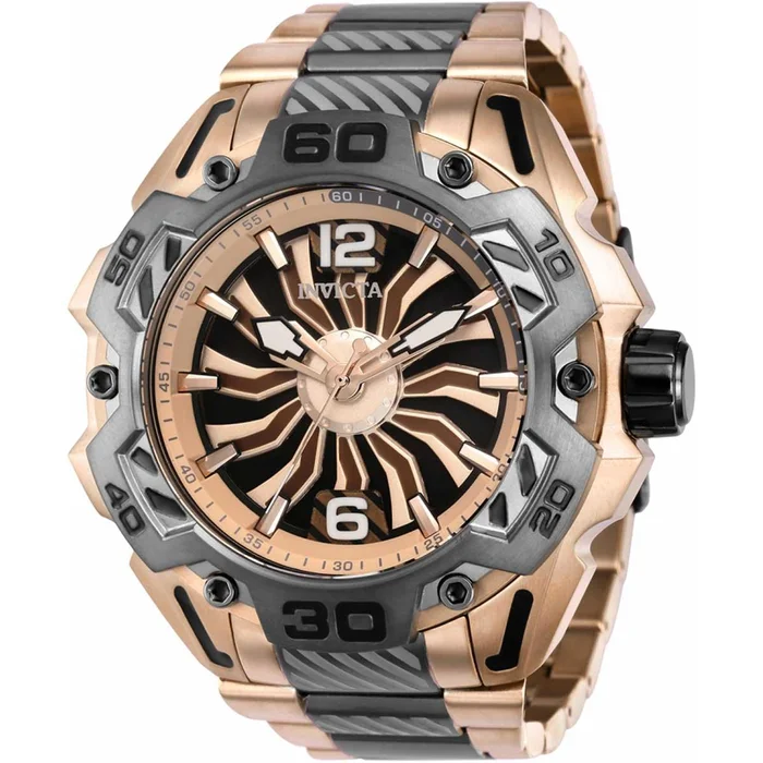 Invicta Men’s Automatic Watch – Aviator Black and Rose Gold Dial Bracelet | 36109