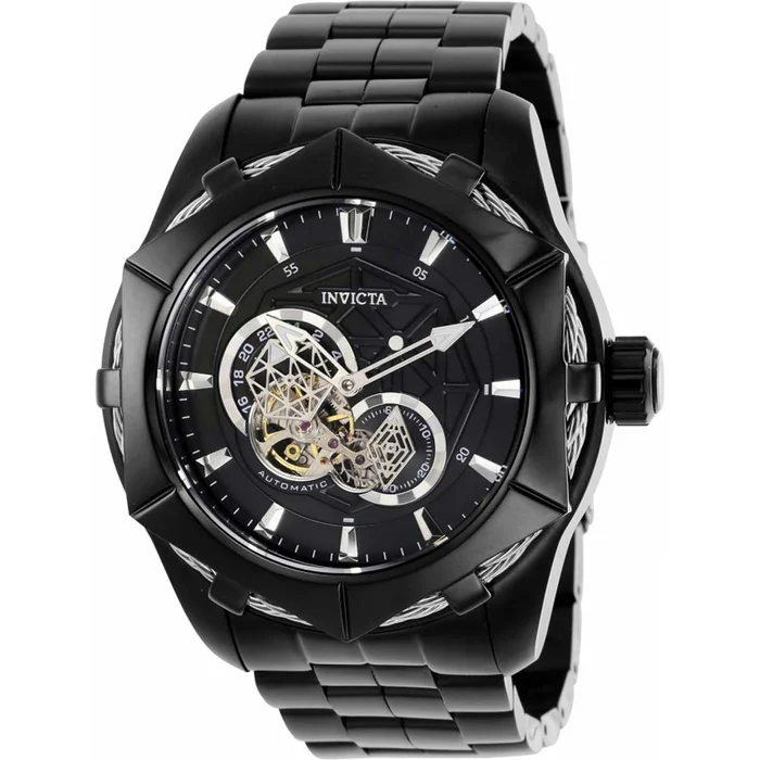 Invicta Men’s Automatic Watch – Bolt Open Heart Dial Black Steel Bracelet | 37688
