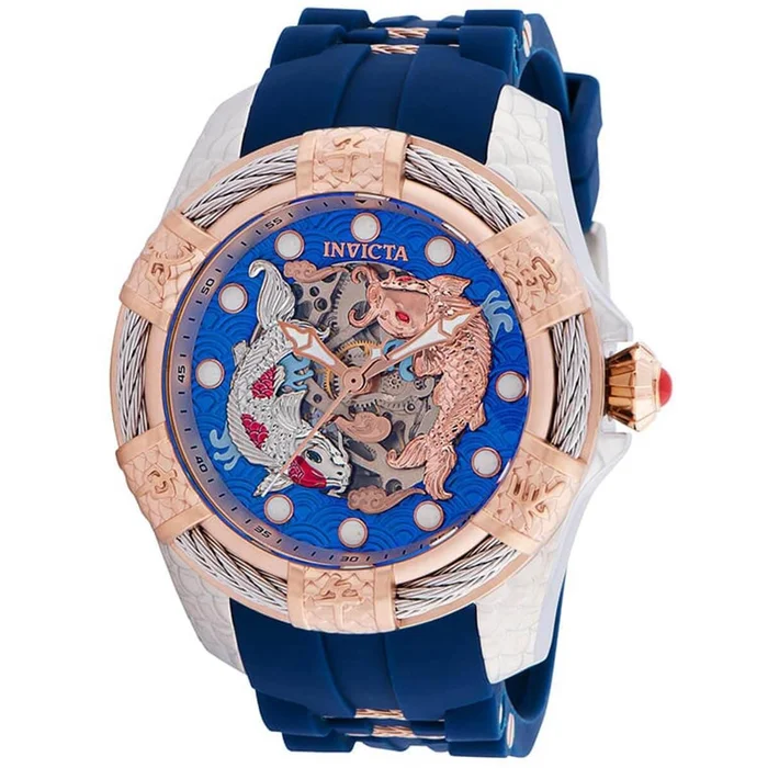 Invicta Men’s Automatic Watch – Bolt Semi Skeleton Dial Blue Silicone Strap | 32340