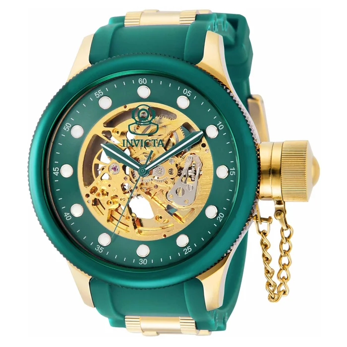Invicta Men’s Automatic Watch – Pro Diver Gold and Green Semi-Skeleton Dial | 40747