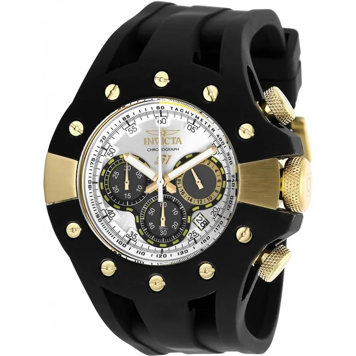 Invicta Men’s Chrono Watch – S1 Rally Silver Tone and Black Dial Rubber Strap | 28569